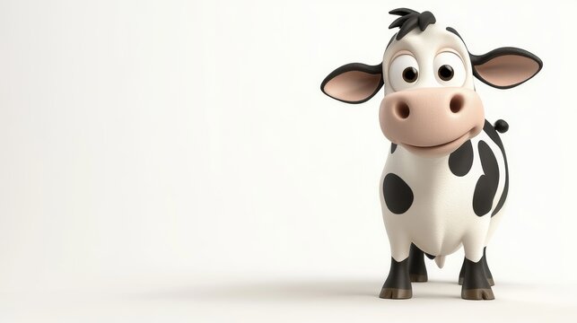 Cute little cow cartoon on white background