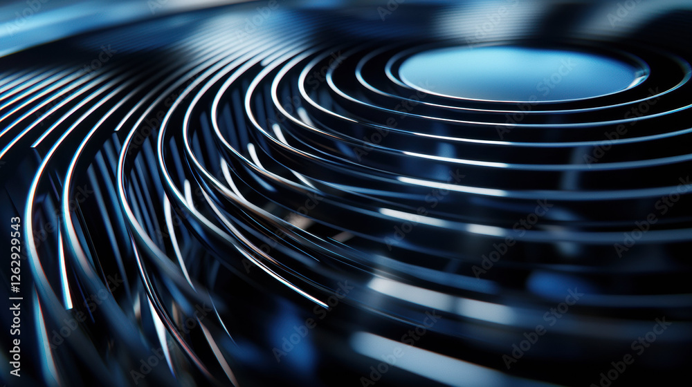 Fototapete abstract close up of metallic circular patterns with futuristic and sleek design