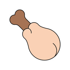 chicken leg lineal color line icon with white background vector stock illustration