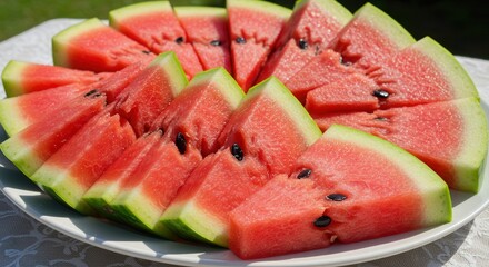 Fresh Watermelon Slices Ready to Eat on Plate Summer Refreshment