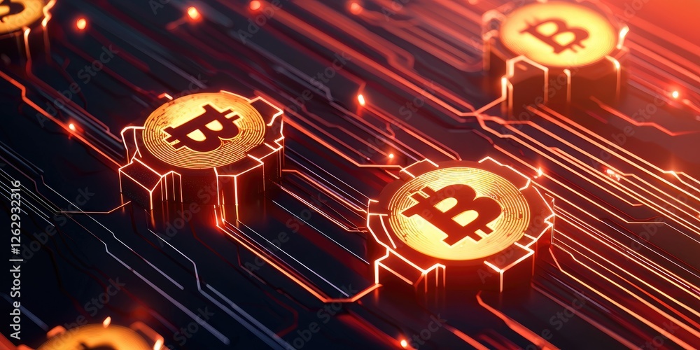 Fototapete visual representation of a distributed ledger system illustrating secure transactions with cryptographic symbols and glowing digital lines, neutral background, emphasis o