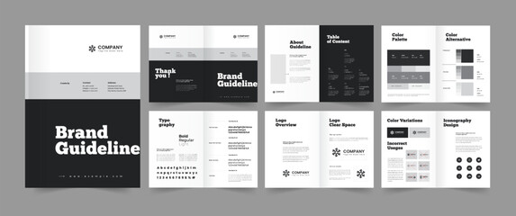 Brand Guideline Presentation, Minimalist Brand Guide Template, Brand Style Guide Layout.