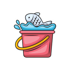 Icon design bucket of fish. Vector design