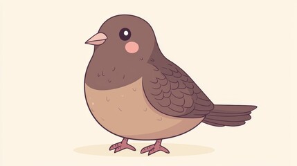Fototapeta premium Flat style illustration of a cute pigeon with soft brown feathers and pink cheeks, ideal for nature-themed designs, bird lovers, and whimsical animal illustrations.