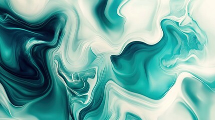 Obraz premium Abstract Teal and White Swirling Marble Design