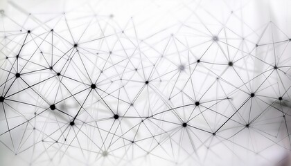 Obraz premium minimalist network connection art, abstract polygon mesh design, black lines and nodes on white, digital web structure