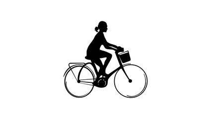 Obraz premium woman on bicycle, black isolated silhouette