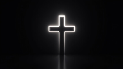 Obraz premium A nighttime image featuring a cross illuminated against the dark sky, symbolizing Christian faith.