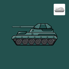 Graphic Military Tank Cartoon Illustration Icon in Vector Shape. Isolated Military Transport Concept Design. Minimalist Cartoon Style