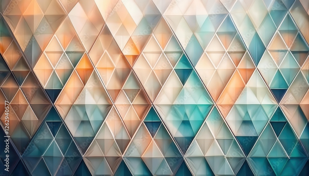 Poster geometric abstract pattern with pastel 3d triangular tiles for modern wall design or digital background