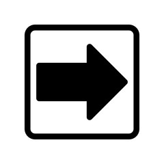 Bold Black Right Arrow Direction Symbol on White Background
