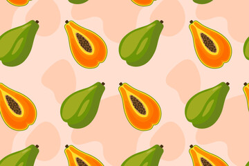 Seamless pattern with papaya