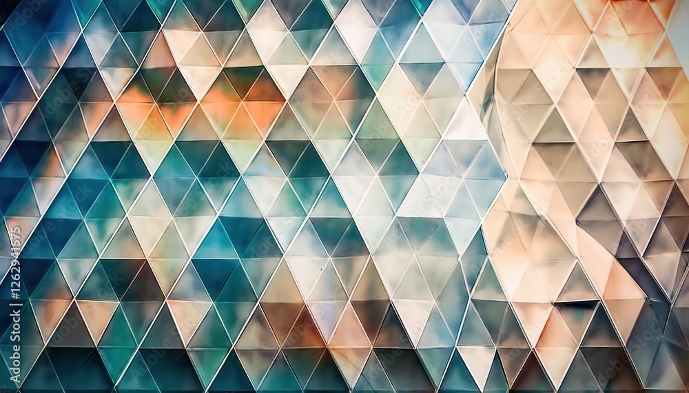 Fototapete geometric abstract pattern with pastel 3d triangular tiles for modern wall design or digital backgro