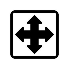 Four-Way Directional Symbols in Minimalist Black and White Style