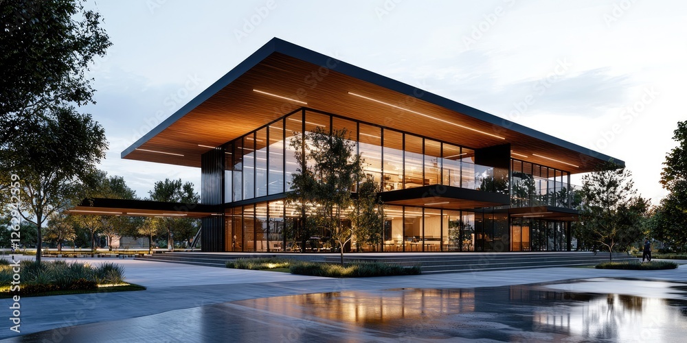 Aufkleber line connection in modern architecture featuring sleek glass facades and minimalist geometric forms against a soft neutral background