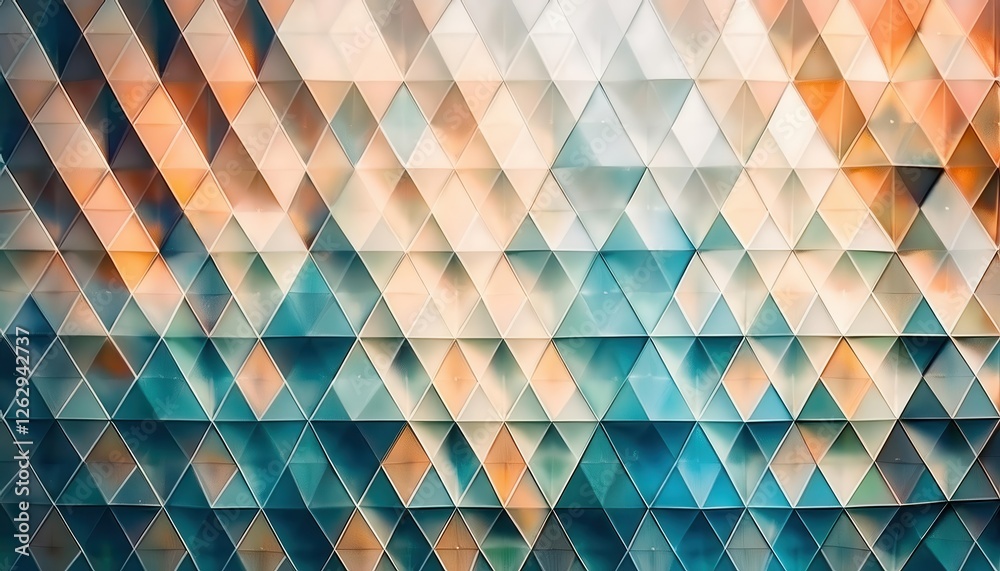 Poster geometric abstract pattern with pastel 3d triangular tiles for modern wall design or digital background