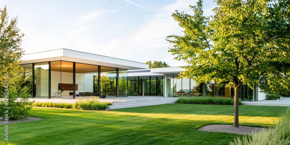 Aufkleber modern architecture with elegant line connections showcasing sleek metal structures, surrounded by l