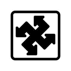 Obraz premium Abstract Arrow Icon With Overlapping Directions Inside a Square