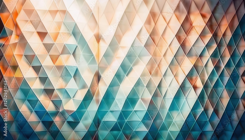 Poster geometric abstract pattern with pastel 3d triangular tiles for modern wall design or digital background