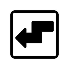 Fototapeta premium Black Arrow Sign Indicating Direction with Geometric Graphics in White Frame