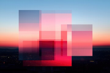 Abstract cityscape at sunset. Visual representation of city lights, possibly used in posters