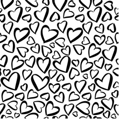 seamless pattern black doodle hearts