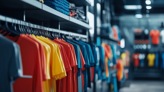 An image of clothing store. Trendy sports apparel. A collection of a store showcased. A picture of a lifestyle clothing shop.