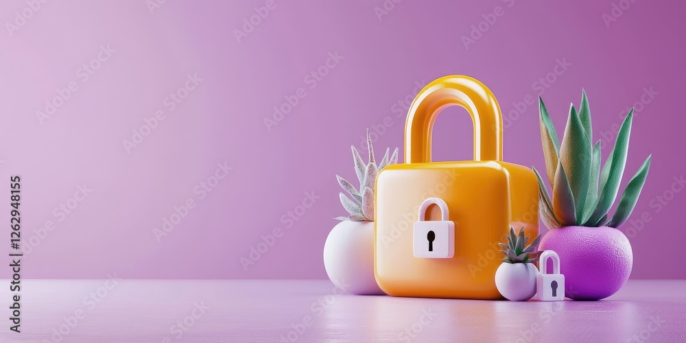 Fototapete concept of user awareness in cyber security, depicting an individual interacting with a lock icon an