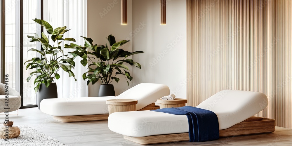 Aufkleber line connection luxurious spa relaxation vibes minimalist design tranquil seating areas soothing col