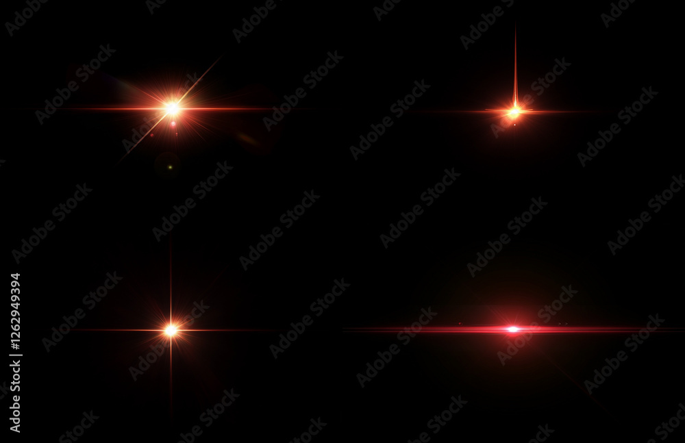 Poster a set of red, glowing lens flares on a black background with a simple design.