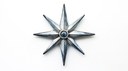 Fototapeta premium Symbol of direction and adventure displayed with intricate details in a metallic star design against a clean backdrop. Generative AI