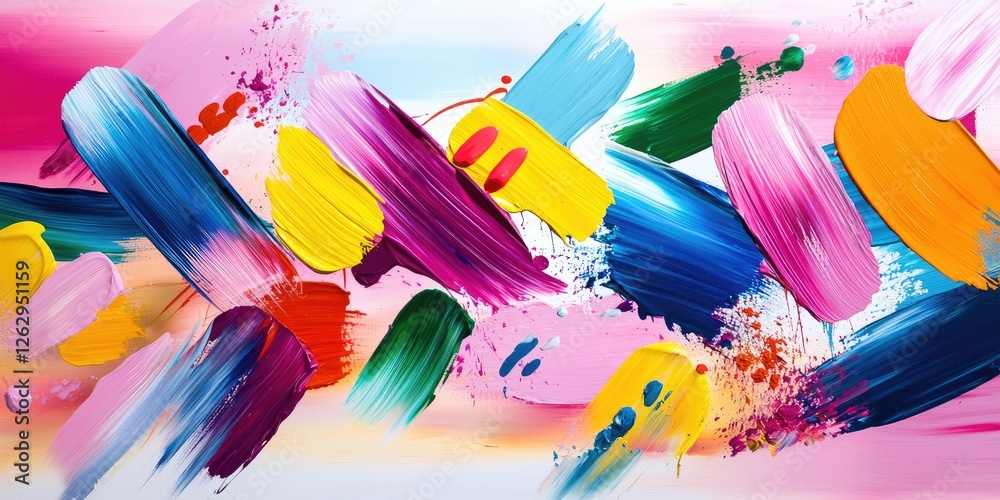 Poster line connection illustrated through vibrant abstract painting, featuring dynamic brush strokes and s