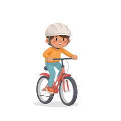 Naklejka premium Boy Riding Bicycle with Helmet