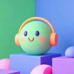 Abstract image of a person in headphones - cartoon style