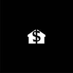 House with dollar symbol icon isolated on dark background