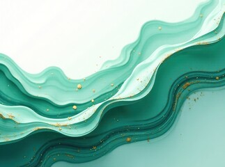Mint Green Gold Fluid Art Marble