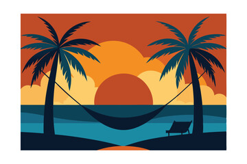 vector illustration of a tropical beach