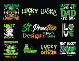  St. Patrick's  Day Design Bundle style clip art, vector illustration, Irish flag, shamrock, rainbow, pot of gold, green beer, leprechaun 
