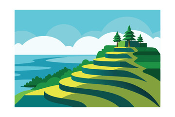 landscape with trees and mountains