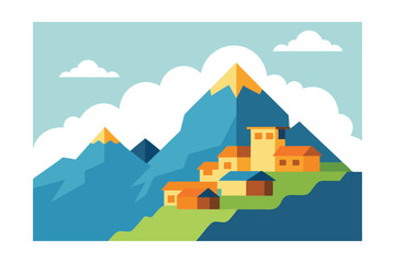 vector illustration of a village