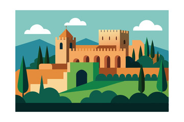 vector illustration of medieval castle
