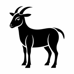 Obraz premium Goat Silhouette Illustration - Black and White Farm Animal Vector.