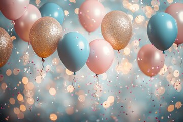 Colorful Party Balloons with Confetti for Celebrations and Events