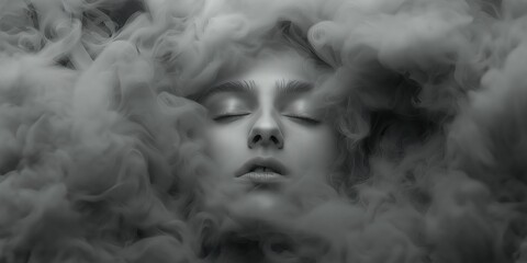 Gray Scale Person in Smoky Mist