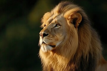 Majestic Lion Profile in Sunlight, African Savanna