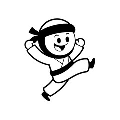 Obraz premium The karate character performing a jumping kick 