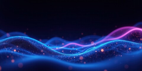 Fototapeta premium Vibrant Abstract Tech Background with Flowing Waves and Light Particles