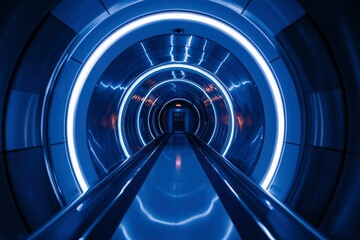 Fototapeta premium Futuristic tunnel walkway with glowing circles
