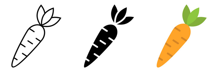 Carrot line icon collection, vegetable and food, diet icon set vector graphics, a linear pattern on a white background, eps 10.