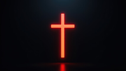 Obraz premium A red lighted cross symbolizing Christianity.